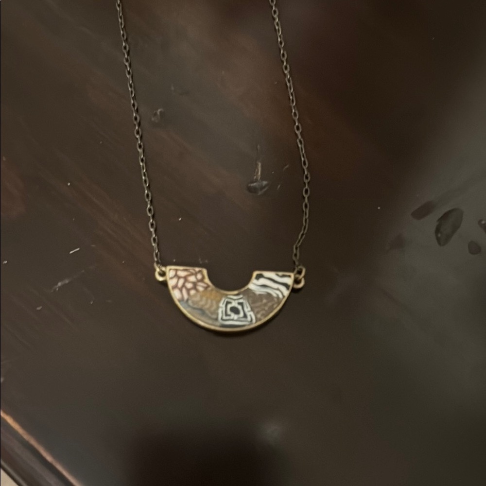 Jilzarah Boho Half-Moon Pendant Necklace